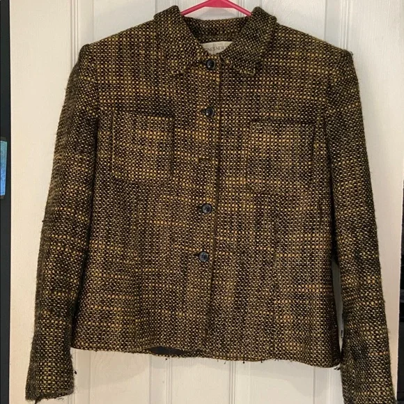 Vintage Jones New York Black and Gold Tweed Jacket - Picture 1 of 10